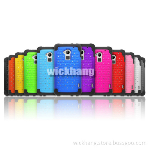 Heavy Duty Glitter Hybrid Studded Diamond Hard Case for HTC One Max T6